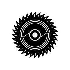 Circular saw blade sharp and black on transparent background silhouette
