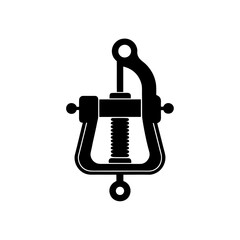 Illustration of a mechanical press on transparent background silhouette