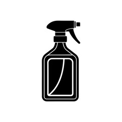 Silhouette of a cleaning spray bottle on transparent background