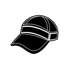 Silhouette of a baseball cap icon on transparent background