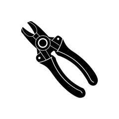 Illustration of a black plier tool on transparent background silhouette