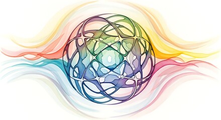 Abstract Colorful Sphere with Flowing Lines for Modern Backgrounds and Design