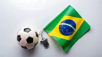 soccer ball with brazilian flag
