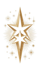 Obraz premium Modern and minimal star decorations png for Christmas decor, holographic decor, and Islamic decor ornaments, graphic ornaments, dual star on transparent background, star with isolated background 