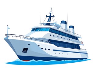 Naklejka premium Cartoon illustration of a luxury motor yacht sailing on the ocean