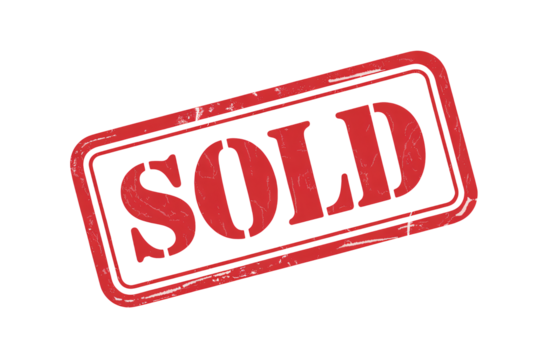 Red grunge 'SOLD' stamp with distressed texture