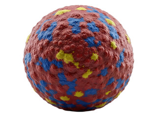 Obraz premium Textured sphere with red, blue, and yellow patches