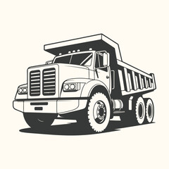 Illustration of a dump truck, a heavyduty vehicle used for transporting loose material