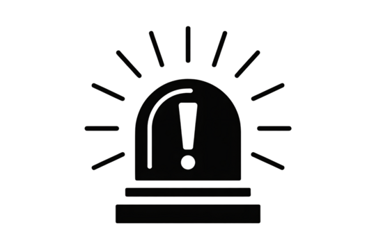 Urgent alert siren flashing, warning signal, danger notification