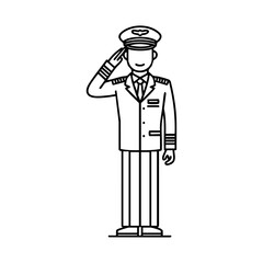 Airline pilot saluting confidently, representing professionalism, aviation, and leadership in air travel.