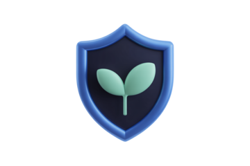 Secure growth symbol on shield, representing protection and development