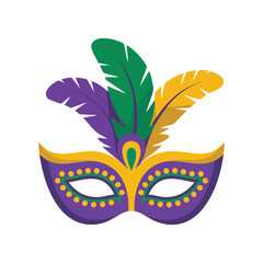 Mardi Gras Carnival Mask with Feathers, vector, illustration.