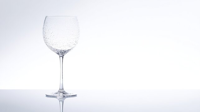 stemware. Elegant white wine glass placed simply on a clean table, capturing refined sophistication. bar promotions, beverage menus, designed for food & beverage menus and cafe branding.