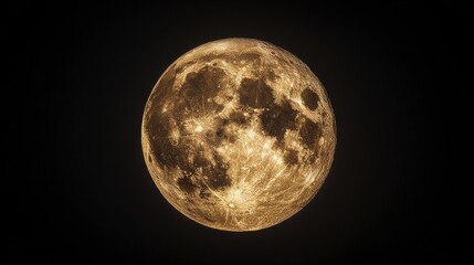 Fototapeta premium phase. A detailed closeup of the full moon, showcasing its textured surface against the dark expanse of space. STEM education sheets.