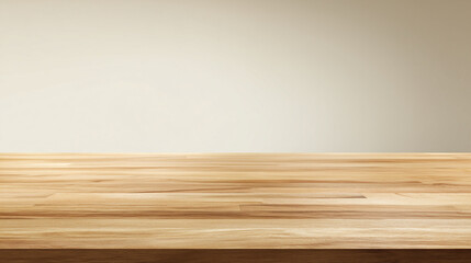 Fototapeta premium overhead. Minimalist wooden desk in a cozy living room, softly lit for a clean and uncluttered aesthetic. lifestyle magazines.