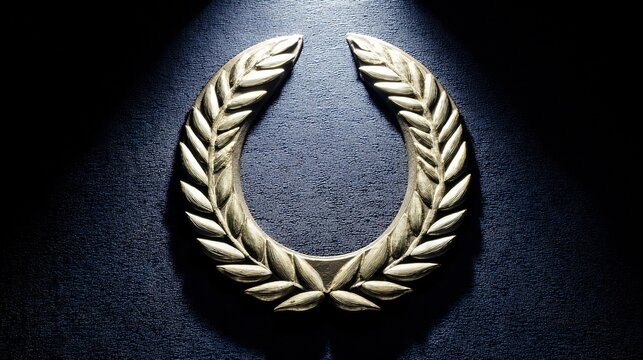 commemoration. Golden laurel wreath encircling glowing name inscription, honor theme, elegant composition. event programs, museum guides, designed for cultural heritage projects and event programs.