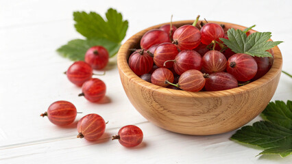 Gooseberry in bowl isolated in white background