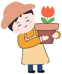 봄 식물 화분 남성