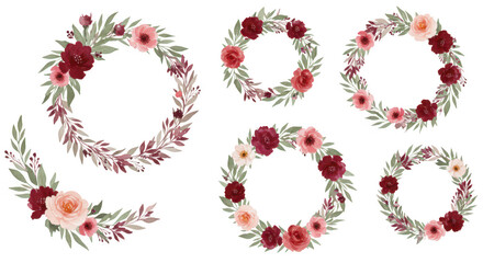 Floral Embellishments: Elegant floral arrangements, perfect for design, featuring beautiful circular wreaths, bursting with vibrant blooms, creating a visual feast of beauty. 