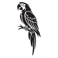 Stylized Parrot Silhouette for Tattoo, Logo, and Minimalist Art Projects