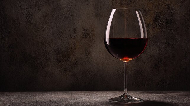 directional. Red wine in elegant goblet glass, rich burgundy liquid, sophisticated dining atmosphere. bar promotions, beverage menus, designed for food & beverage menus and cafe branding.