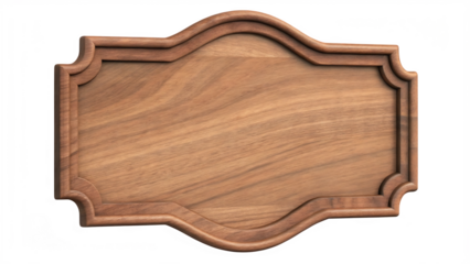 a detailed image of an ornate blank wooden sign isolated on white background png, ai generated