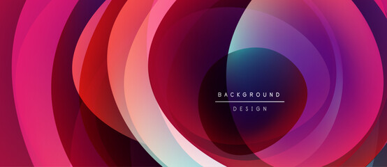 Obraz premium Abstract colorful circles create dynamic background. Gradient hues blend, forming concentric layers. Modern design element for visuals.