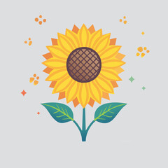 Vibrant Sunflower Illustration with Sparkling Accents on a Light Background.