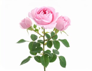 Pink Rose Bush on white background