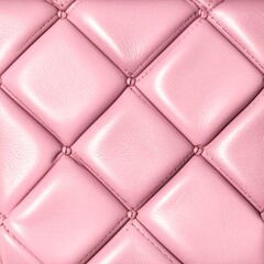 Fototapeta premium Close-up view of a pink quilted surface, showcasing a diamond-patterned design with visible stitching details and glossy appearance