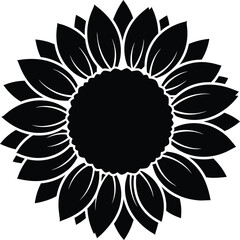 Vector art of black silhouette of a sunflower, a simple and elegant floral graphic