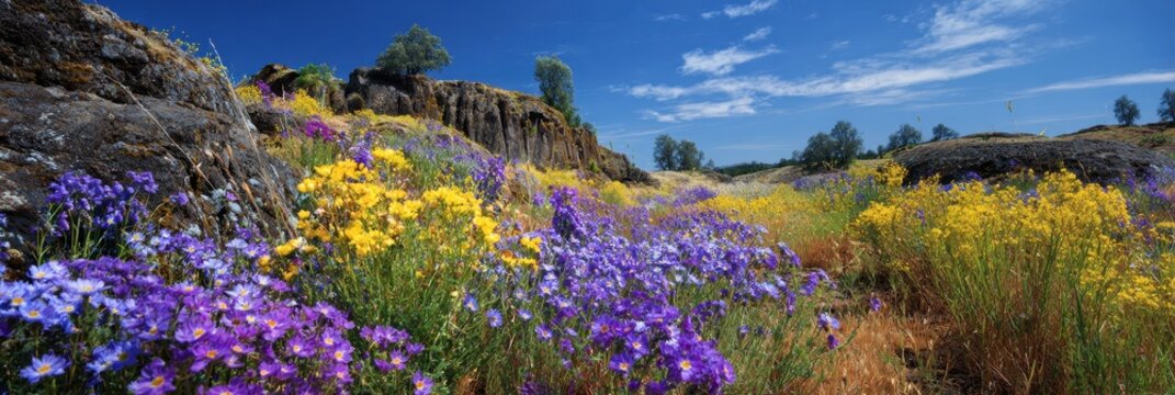 Stunning Wildflower Bloom on Rocky Terrain of North Table Mountain, Butte County, California