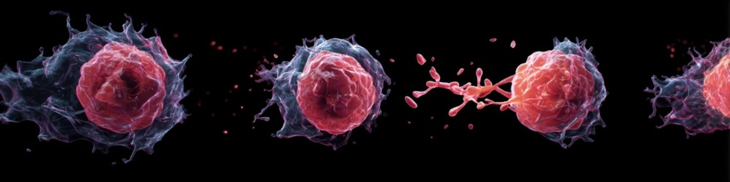 3D Illustration of Phagocytosis: Granulocyte Engaging in Absorption, Adhesion, and Defense Against Invasion