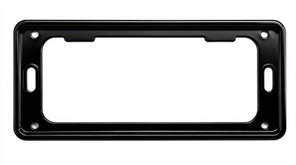Sleek Black Plastic License Plate Holder. Blank Space for Personalization. Ideal for Automotive Identity.