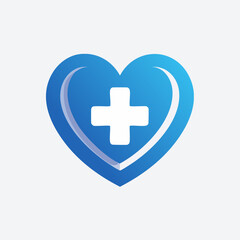 Fototapeta premium Blue Heart with Medical Cross Symbol for Healthcare.