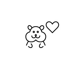 Hamster and heart. Pet love and care. Pixel perfect, editable stroke vector icon