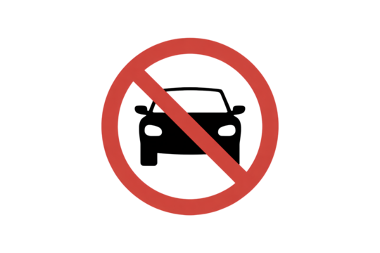 No vehicles allowed sign, clean prohibition symbol