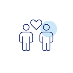 2 people and heart between them. Love and communication, supportive community. Pixel perfect, editable stroke vector icon