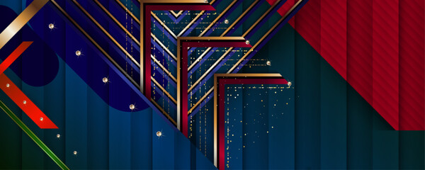 Abstract gold background luxury dark blue and golden line template premium vector