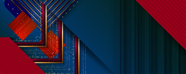 Abstract gold background luxury dark blue and golden line template premium vector