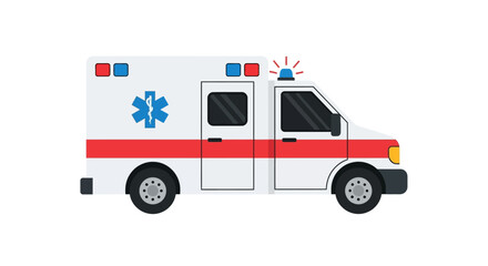 Simplified ambulance illustration ready for emergency medical service or healthcare use