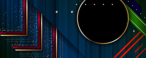 Abstract gold background luxury dark blue and golden line template premium vector