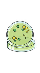 Illustration of petri dishes showcasing colorful cultures symbolizing scientific analysis and