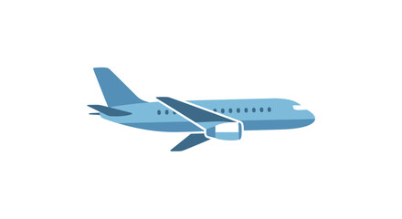 Blue airplane illustration for travel concepts and transportation visuals on white background