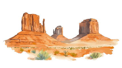 Monument Valley. Monument Valley hand drawn watercolor illustration