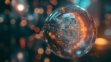 AI interface glowing in transparent futuristic glass environment digital design  