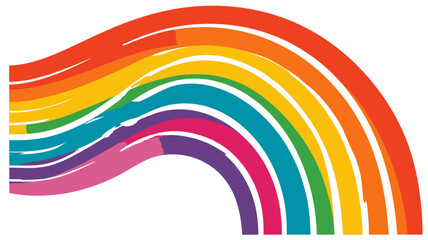 Fototapeta premium Vibrant abstract rainbow illustration with curved colorful lines, a modern graphic design element on a white background