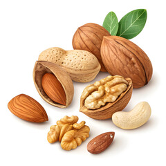 group of nuts isolated on white