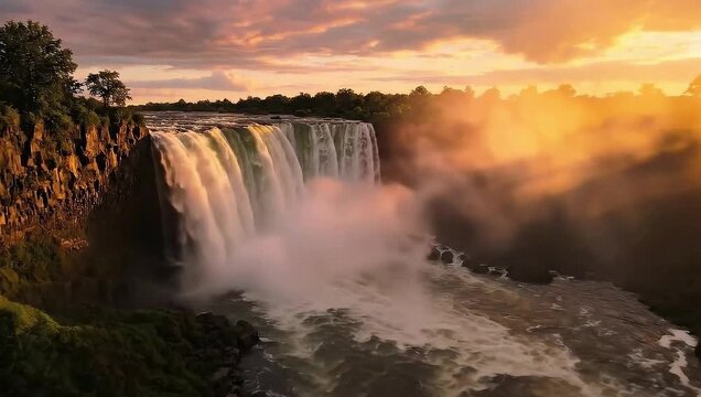 Beautiful victoria falls zimbabwe africa nature travel tourism scenic landscape waterfall sunset view