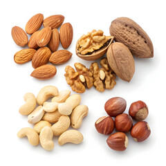 group of nuts isolated on white